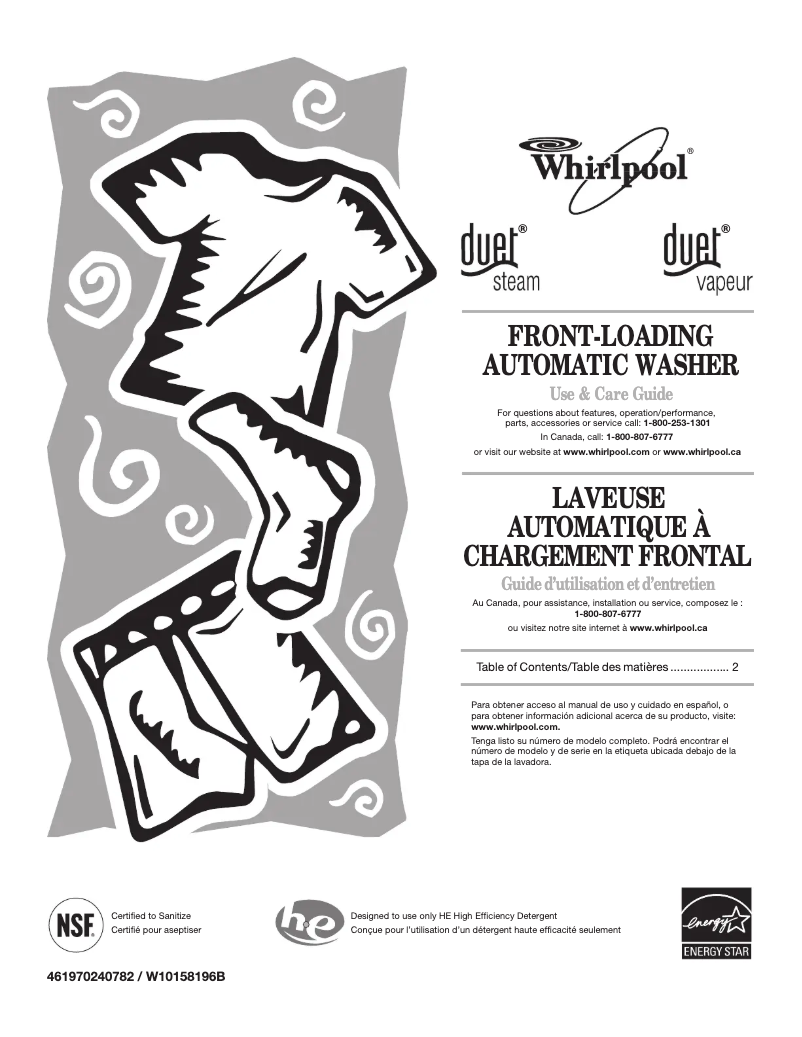 Page n°1 - Manuel utilisateur Whirlpool WFW9500TW