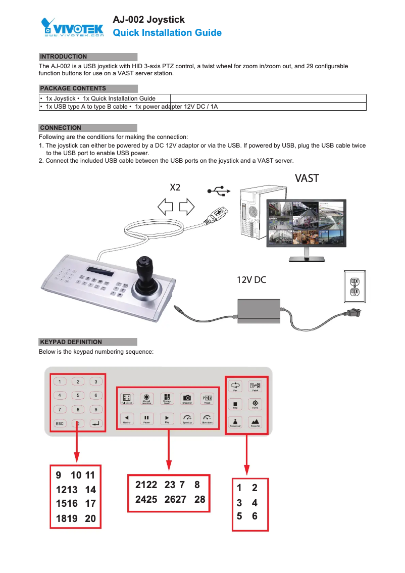 Page 1 de la notice Guide d'installation Vivotek AJ-002