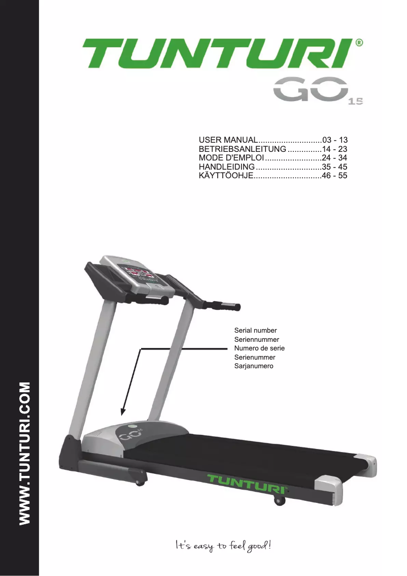 Page 1 de la notice Manuel utilisateur Tunturi Go 15