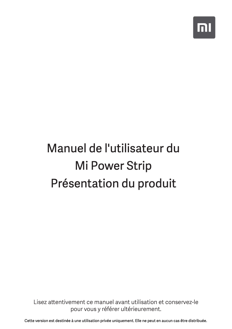 Page 1 de la notice Manuel utilisateur Xiaomi Mi Power Strip