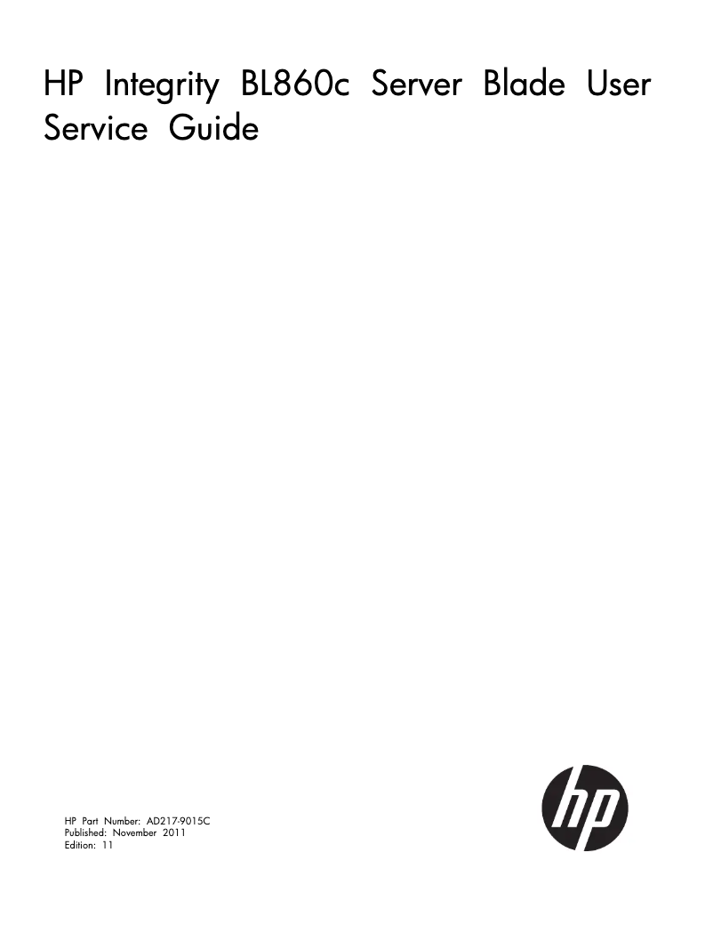 Page n°1 - Manuel utilisateur HP Integrity BL860c