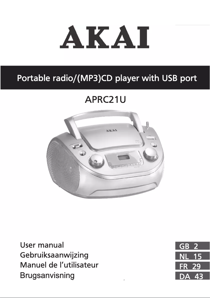 Page 1 de la notice Manuel utilisateur AKAI APRC21U