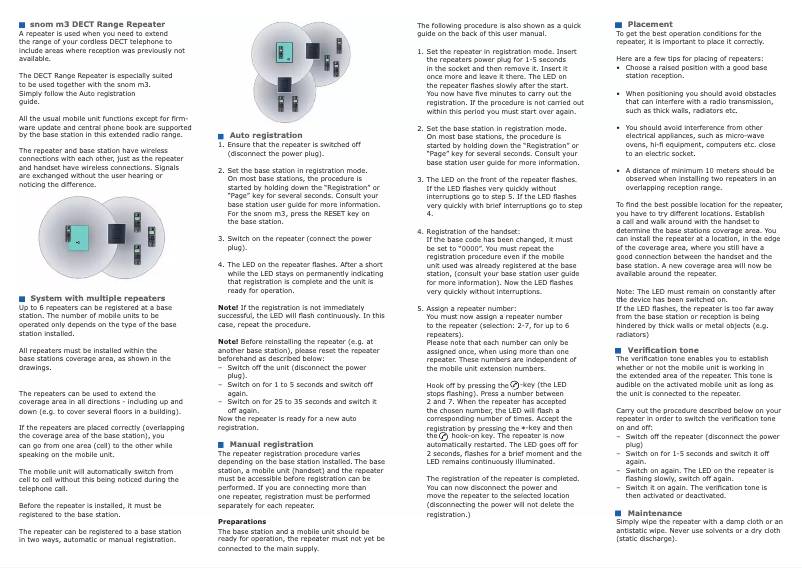 Image de la première page du manuel de l'appareil Snom DECT repeater