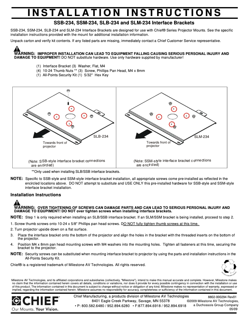 Page n°1 - Manuel utilisateur Chief SLM234
