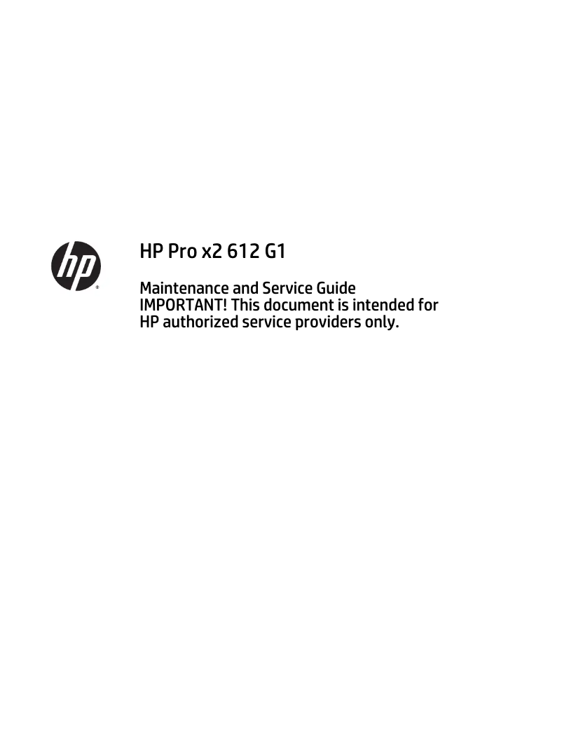Page n°1 - Manuel d'utilisation et d'entretien HP Pro x2 612 G1