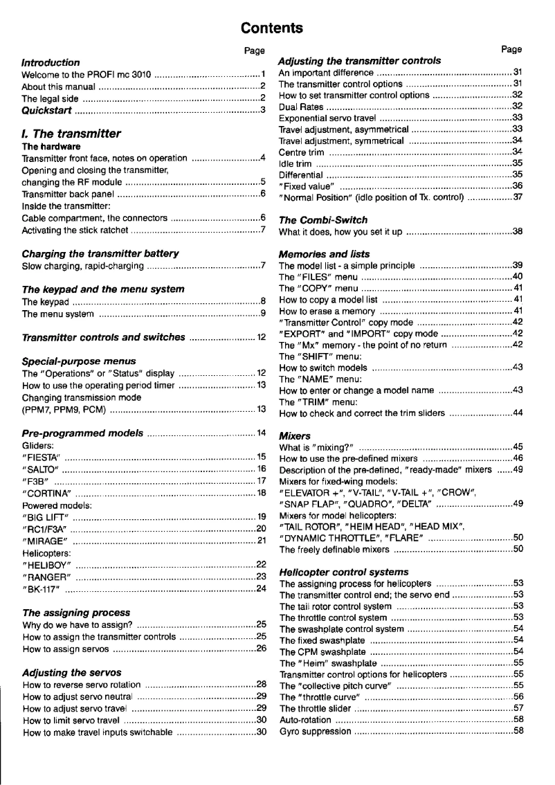 Page n°1 - Manuel utilisateur Multiplex PROFI mc 3010