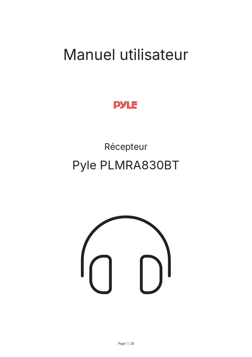 Page n°1 - Manuel utilisateur Pyle PLMRA830BT