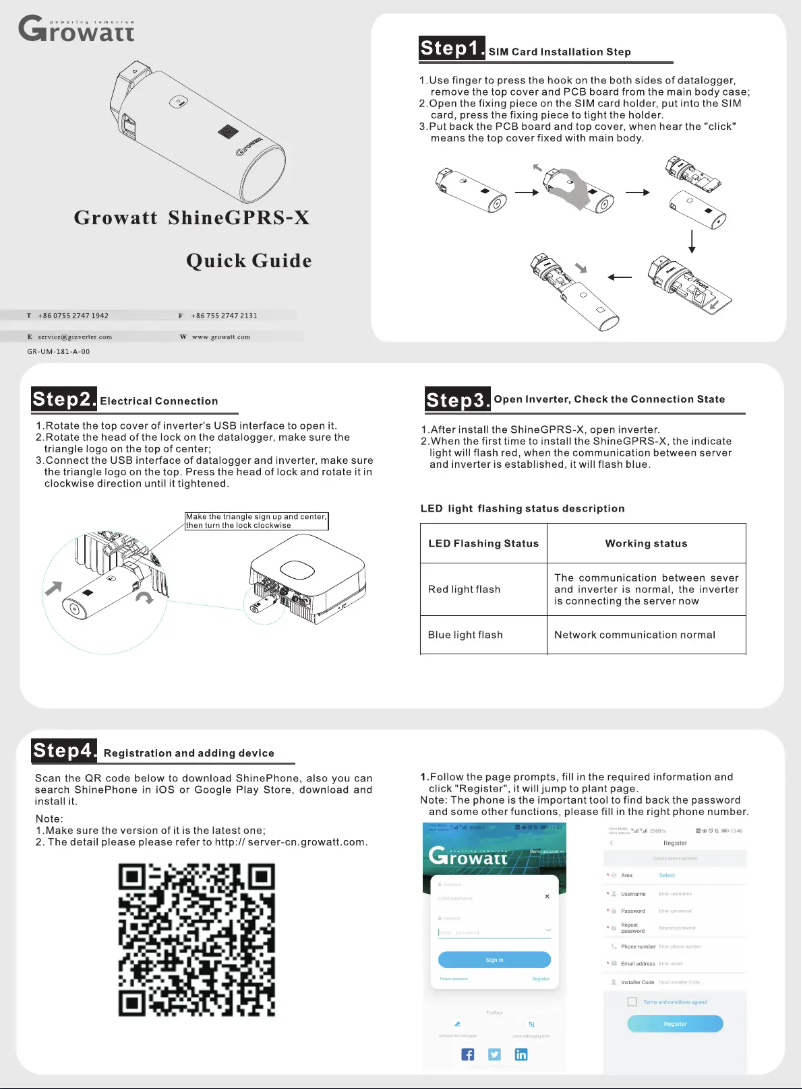 Page 1 de la notice Manuel utilisateur Growatt ShineGPRS-X