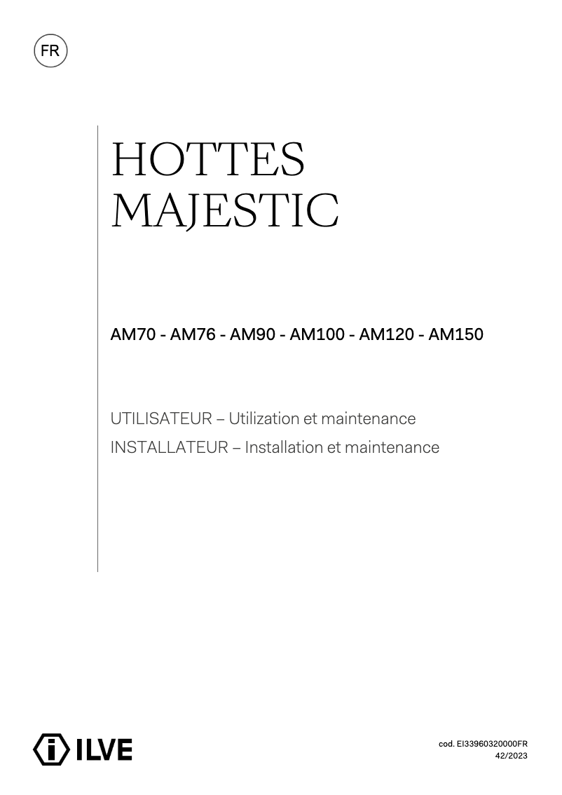 Page n°1 - Manuel utilisateur Ilve Majestic AM90