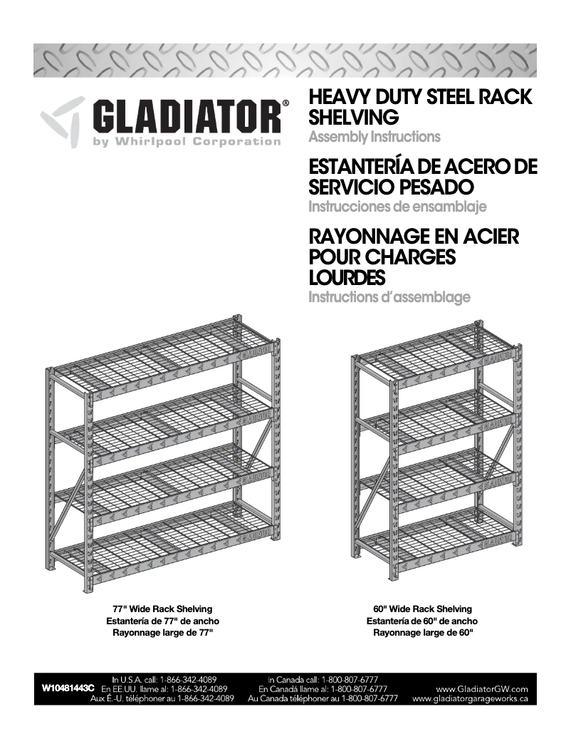 Page n°1 - Instructions / montage Gladiator GARS774XEG