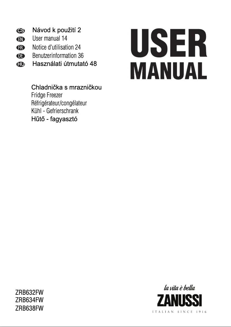 Page 1 de la notice Manuel utilisateur Zanussi ZRB634FW
