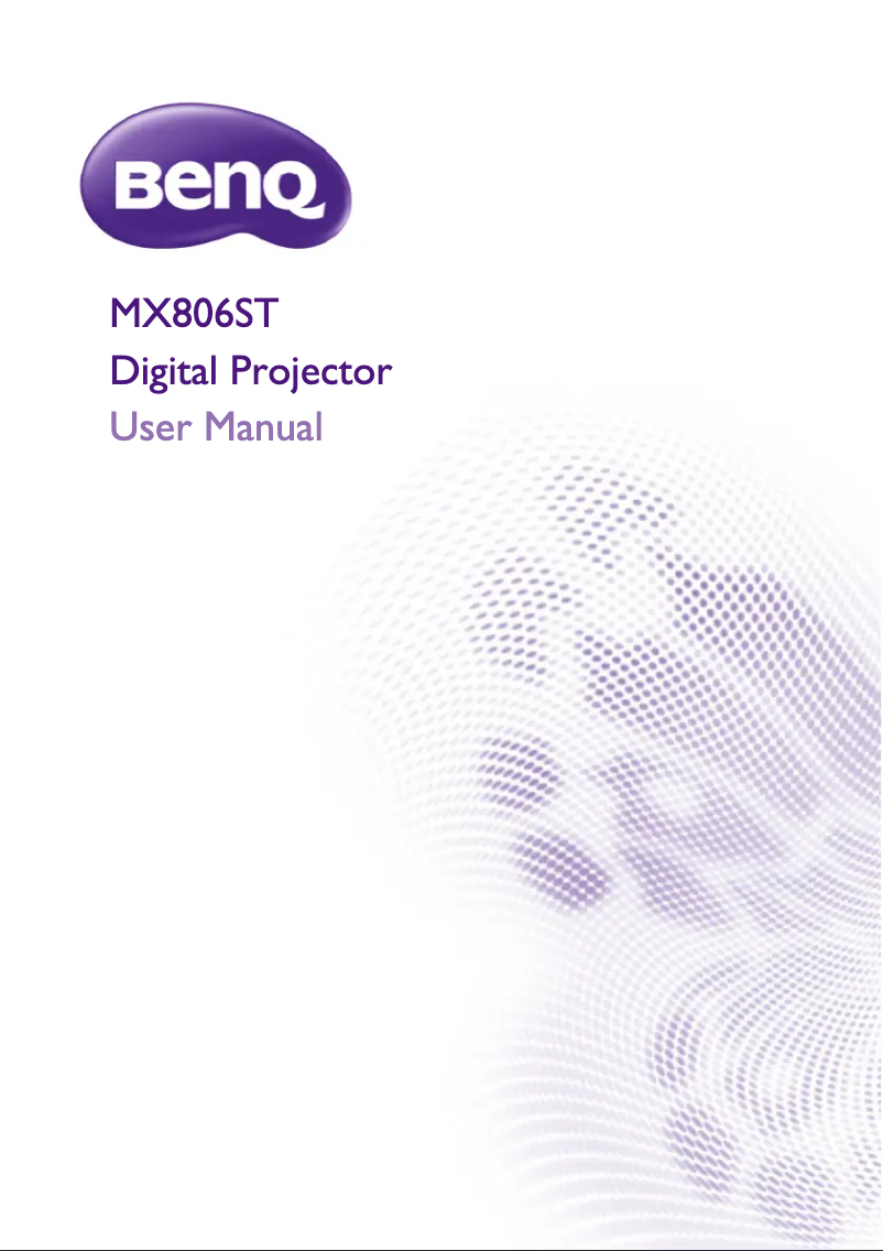 Page 1 of the manual User Manual BenQ MX806ST
