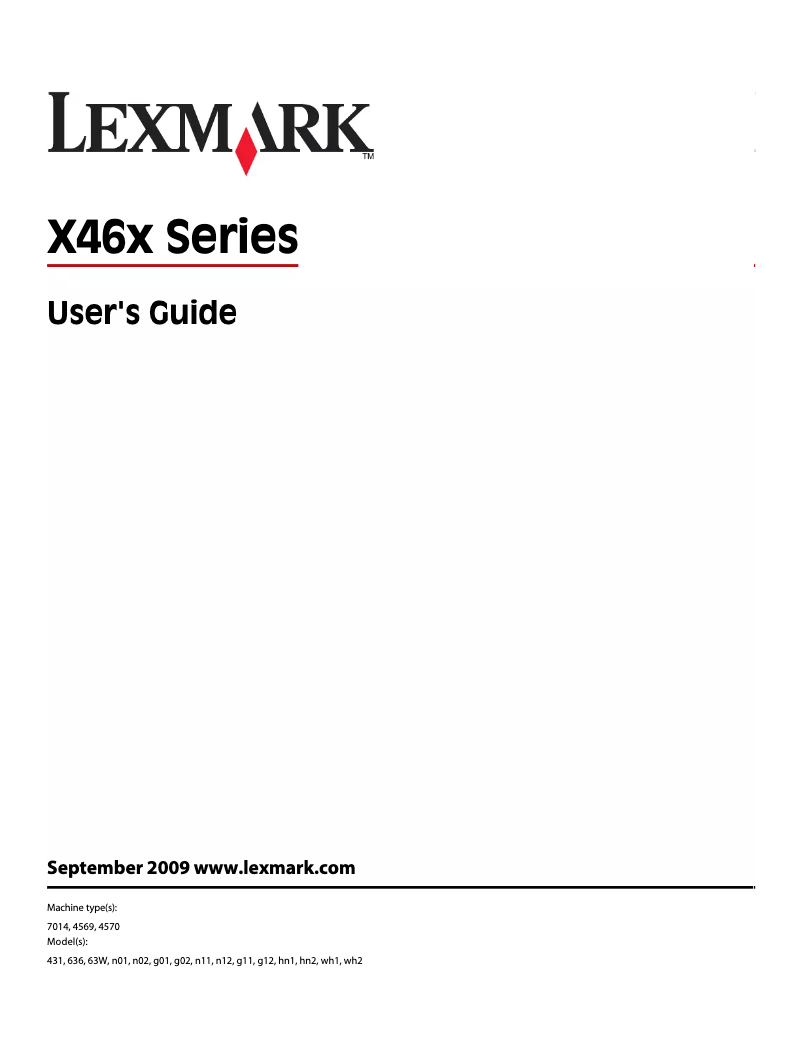 Page 1 de la notice Manuel utilisateur Lexmark X466de