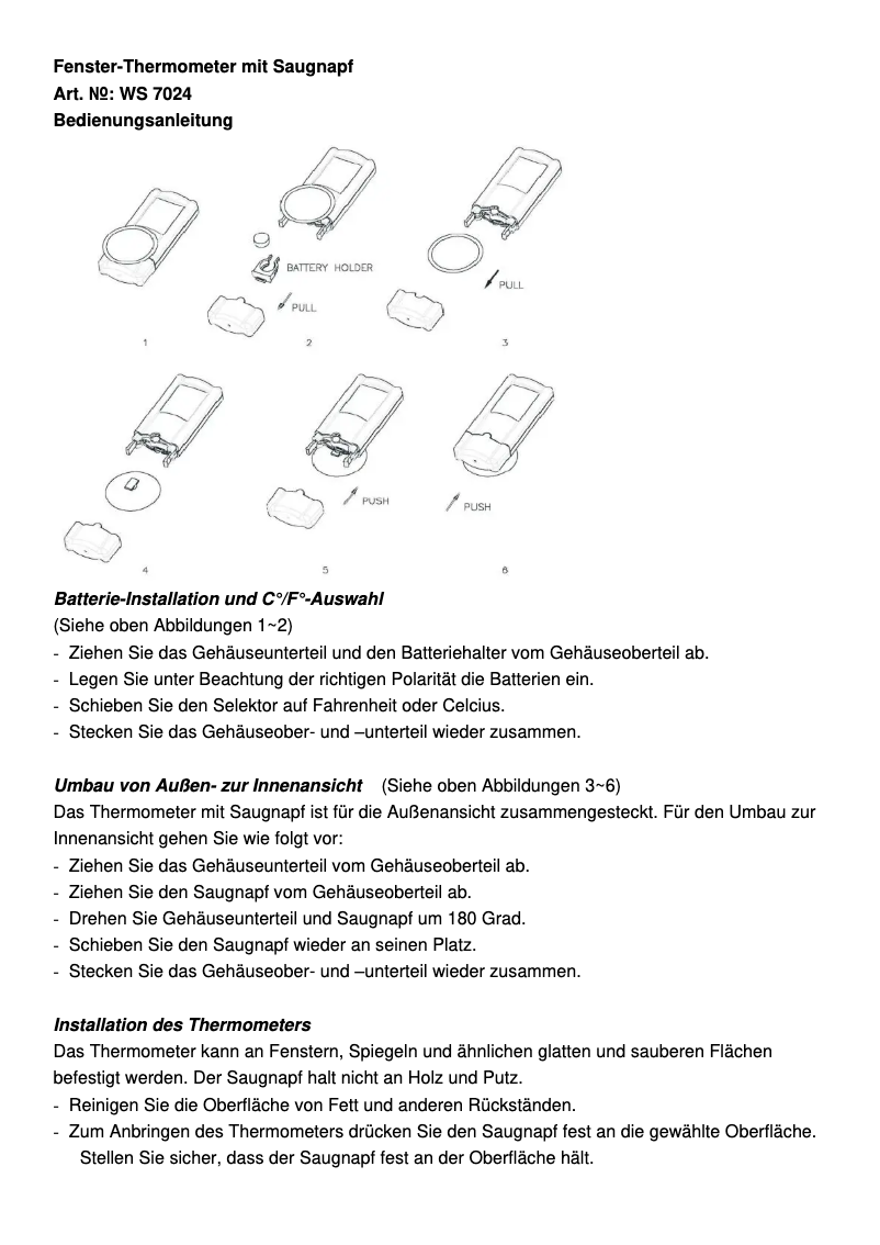Page 1 de la notice Manuel utilisateur Techno Line WS 7024