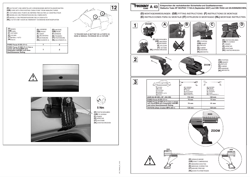Image de la première page du manuel de l'appareil A 43