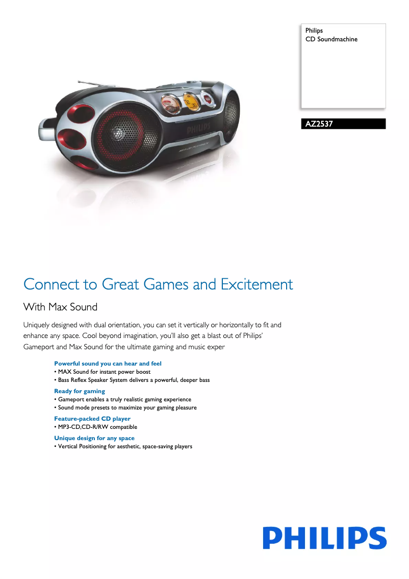 Page 1 de la notice Brochure Philips AZ2537