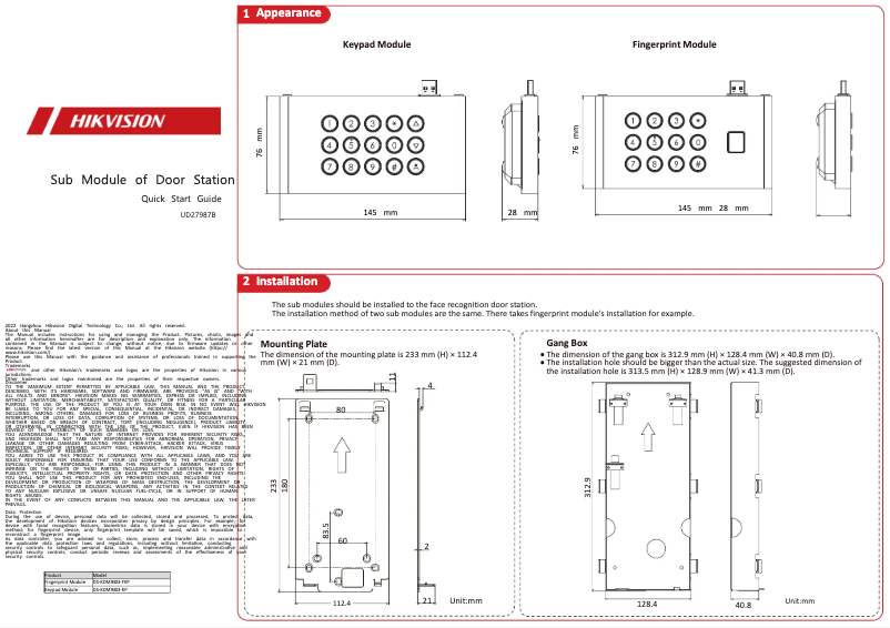 Página 1 del manual Manual de usuario Hikvision DS-KDM9403-FKP