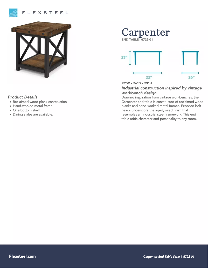 Page n°1 - Manuel utilisateur Flexsteel Carpenter 6723-01