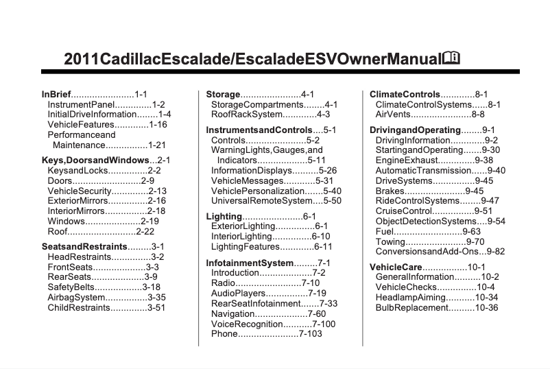 Page 1 de la notice Manuel utilisateur Cadillac DTS (2011)