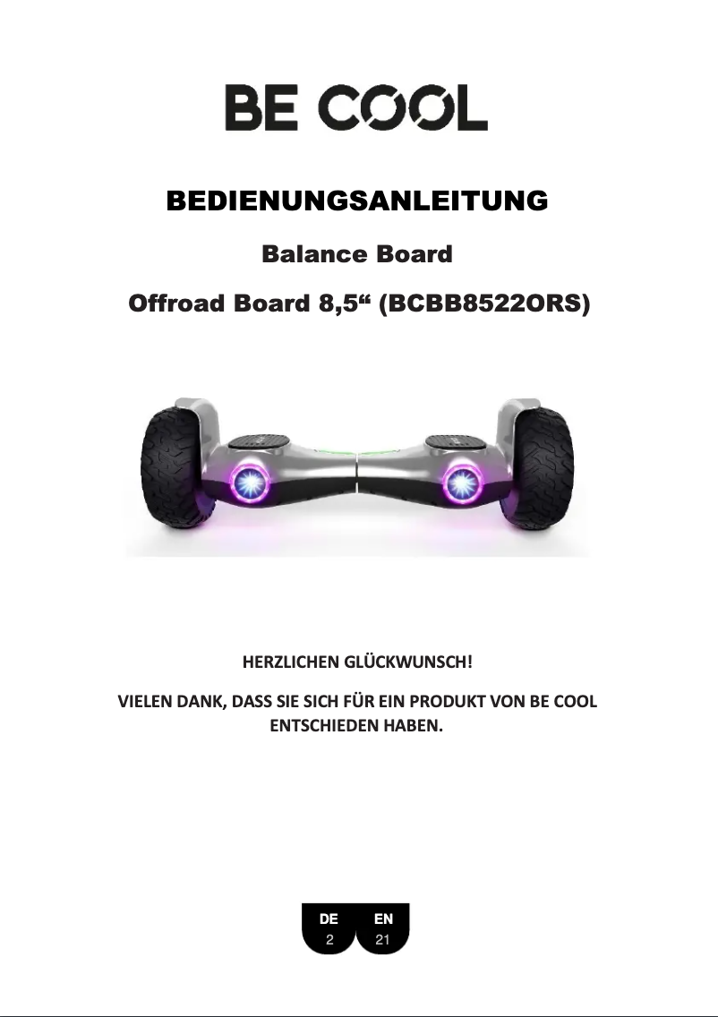 Page 1 de la notice Manuel utilisateur Be Cool BCBB8522ORS