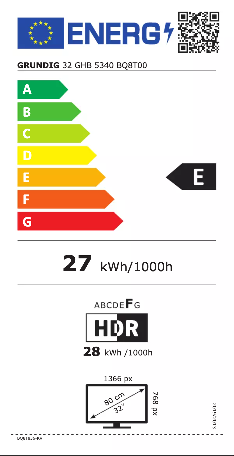 Page 1 de la notice Label énergétique Grundig 32 GHB 5340