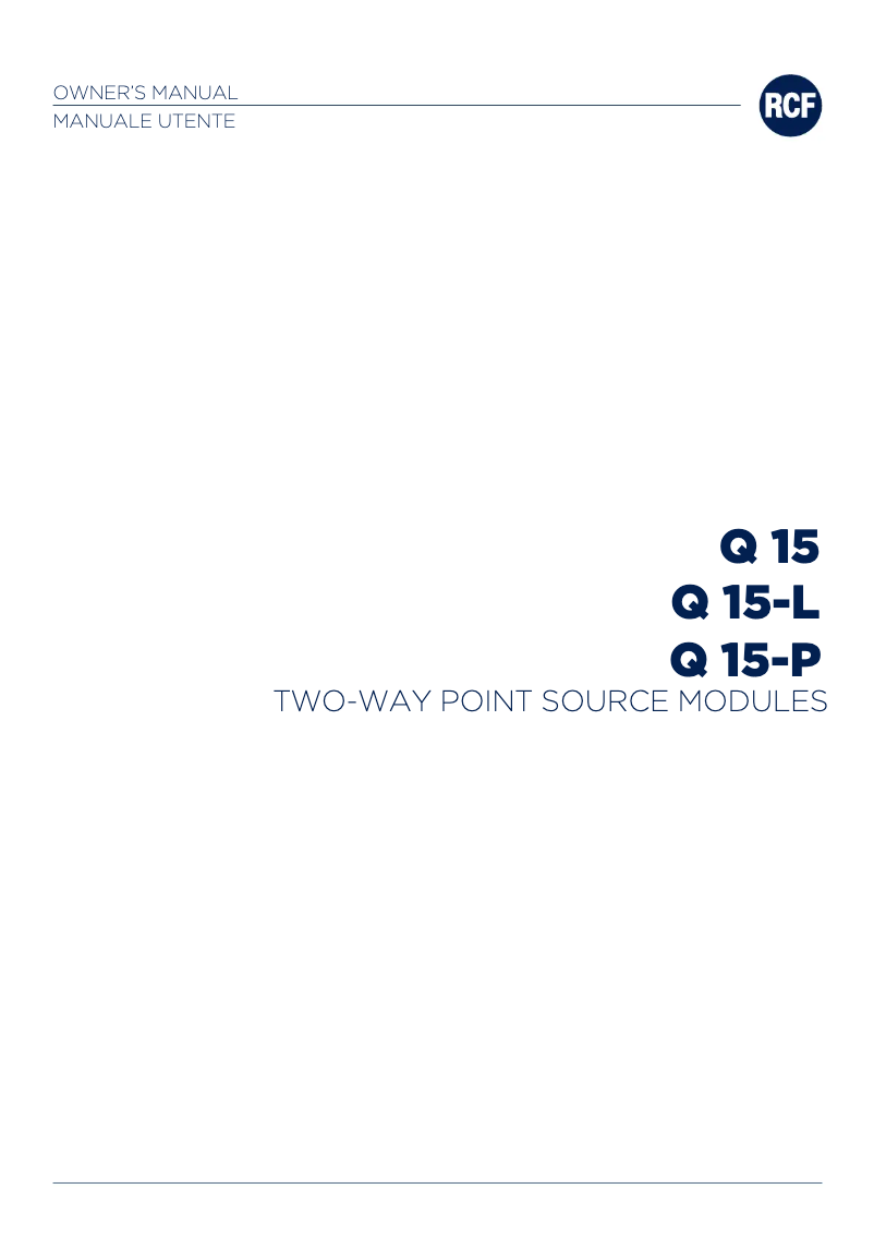 Page 1 de la notice Manuel utilisateur RCF Q 15-L