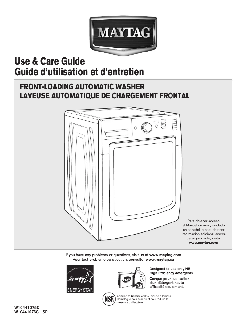 Page n°1 - Manuel utilisateur Maytag MHW7000AG Maxima XL