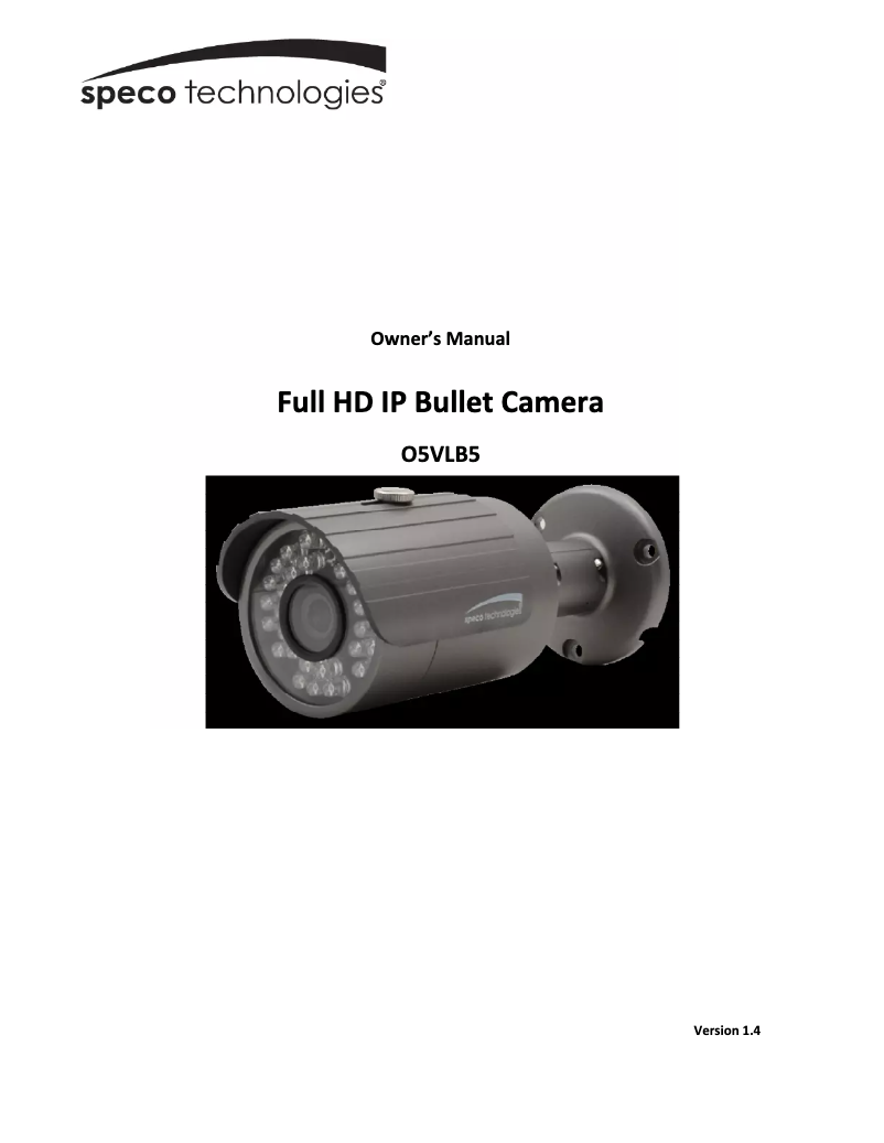Page n°1 - Manuel utilisateur Speco Technologies O2VLB2