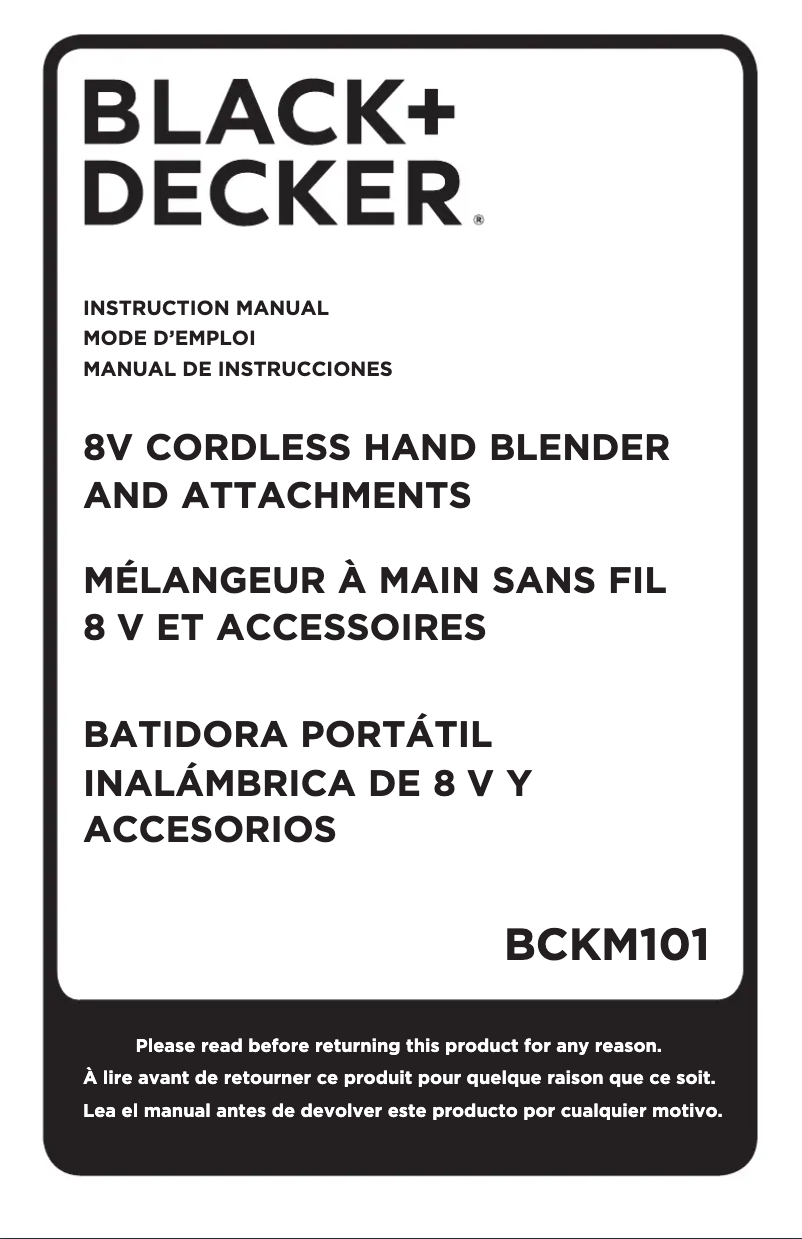 Page 1 de la notice Manuel utilisateur Black & Decker BCKM101