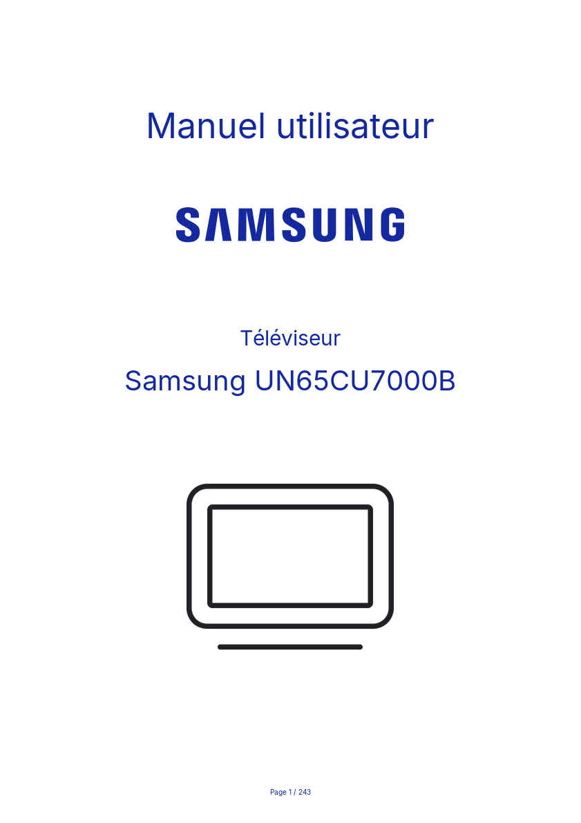 Page n°1 - Manuel utilisateur Samsung UN65CU7000B