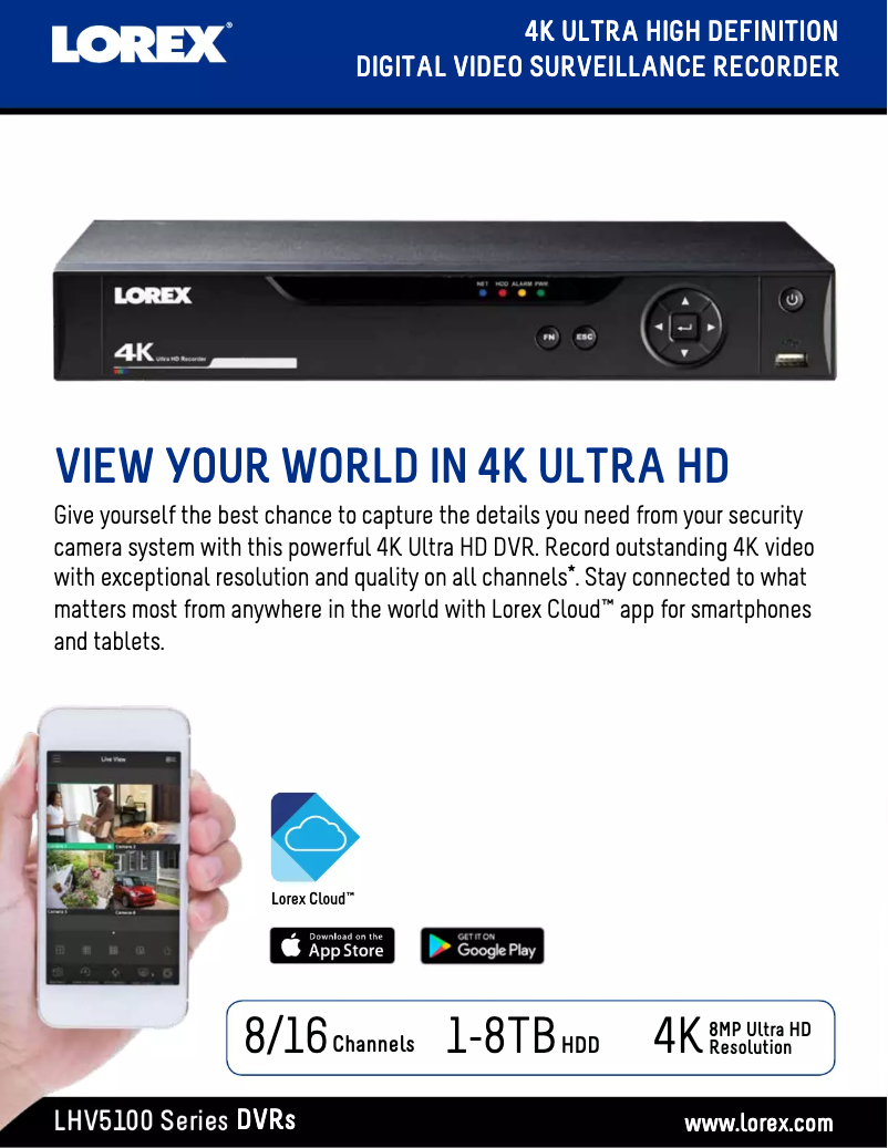 Página 1 del manual Ficha técnica Lorex LHV51082T