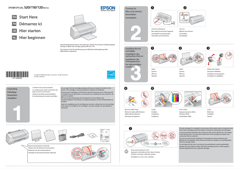 Imagen de la primera página del manual del dispositivo Stylus T10