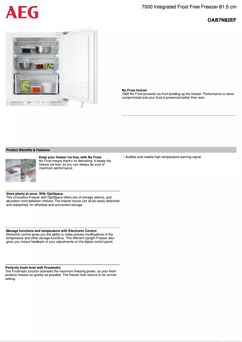 Page n°1 - Fiche technique AEG OAB7N82EF