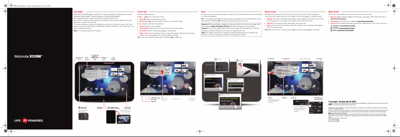 Page 1 de la notice Guide d'installation Motorola Xoom