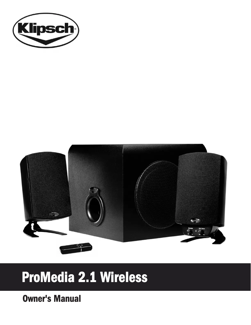 Page 1 de la notice Manuel utilisateur Klipsch ProMedia 2.1 Wireless