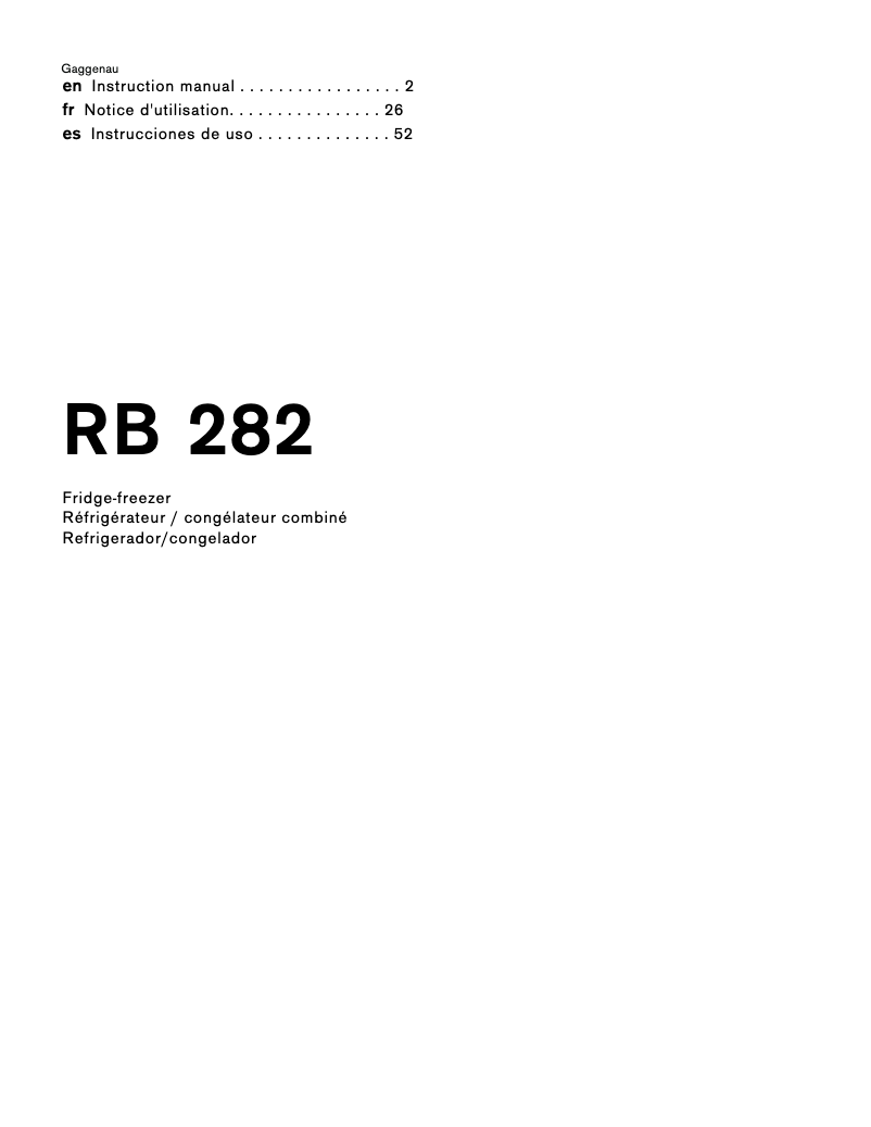 Image de la première page du manuel de l'appareil RB282705
