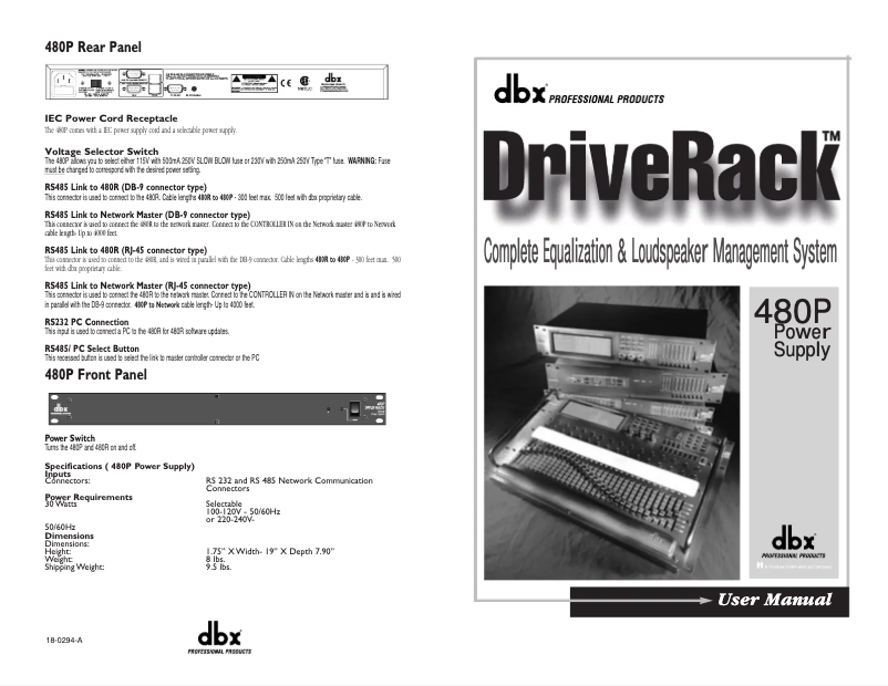 Page n°1 - Manuel utilisateur DBX DriveRack 480P