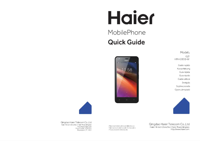Page n°1 - Manuel utilisateur Haier G21