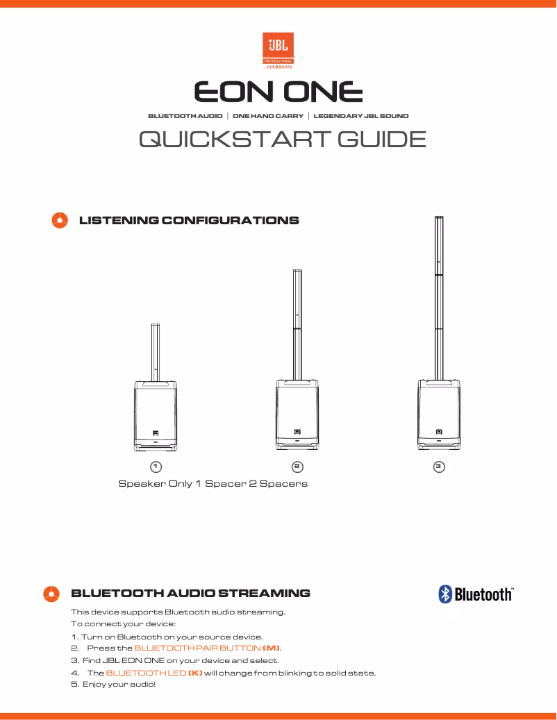 Page n°1 - Guide de démarrage rapide JBL EON ONE