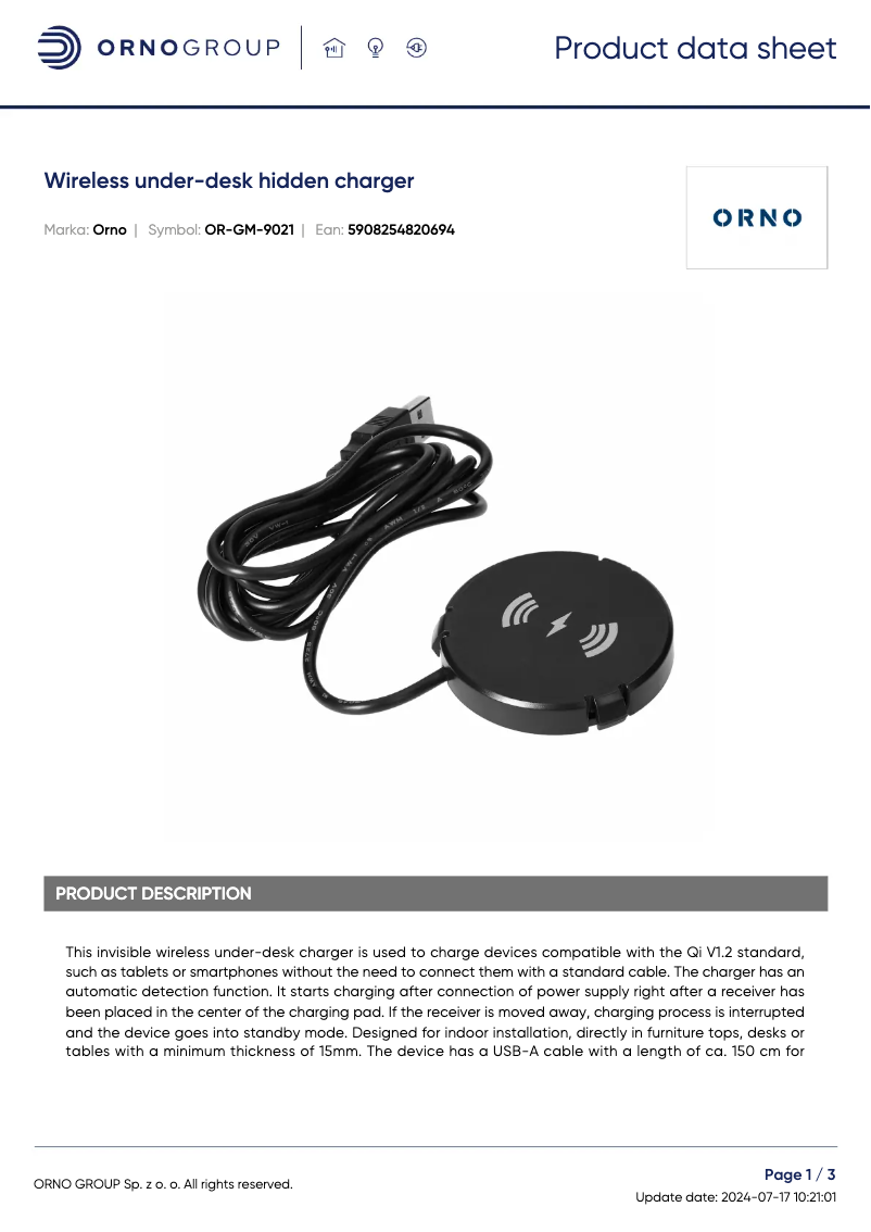 Image de la première page du manuel de l'appareil OR-GM-9021