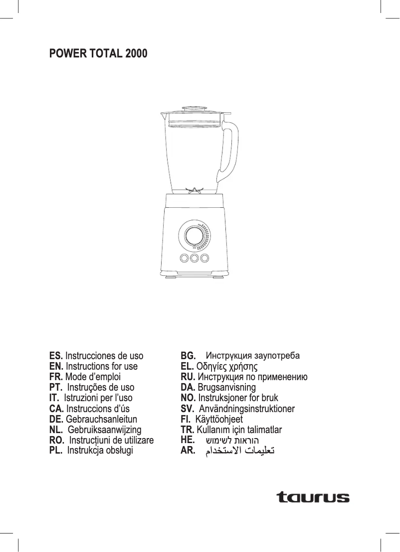 Page n°1 - Manuel utilisateur Taurus Power Total 2000