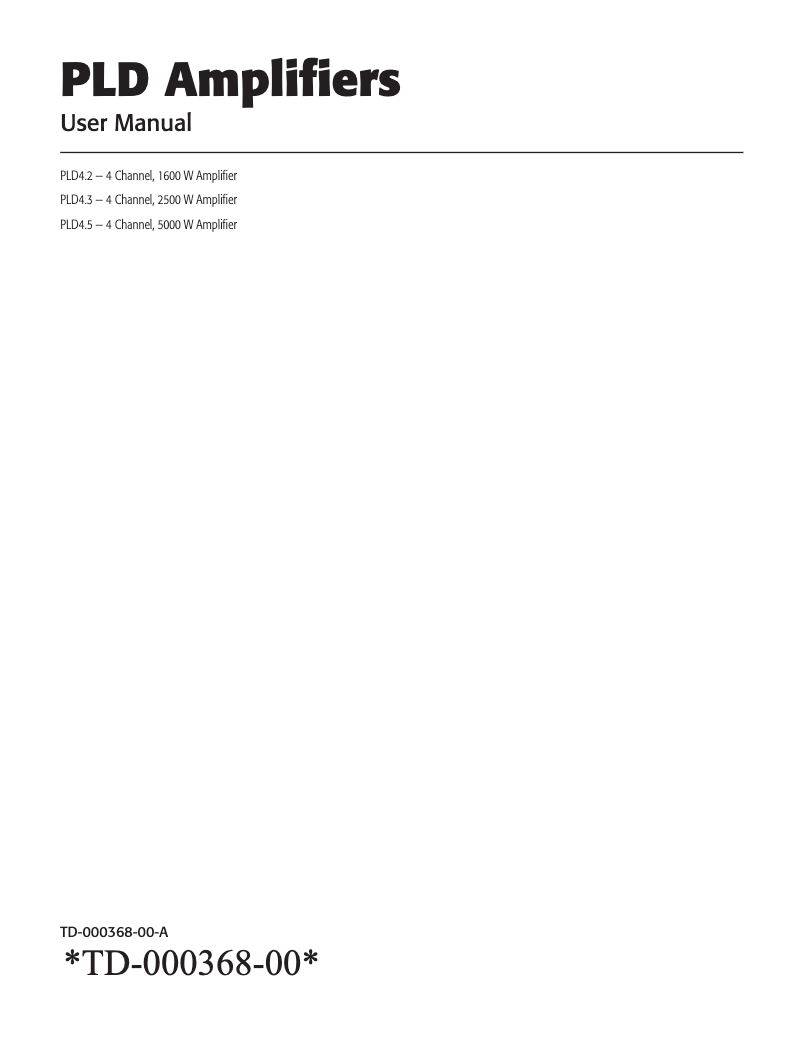 Page 1 of the manual User Manual QSC PLD4.2