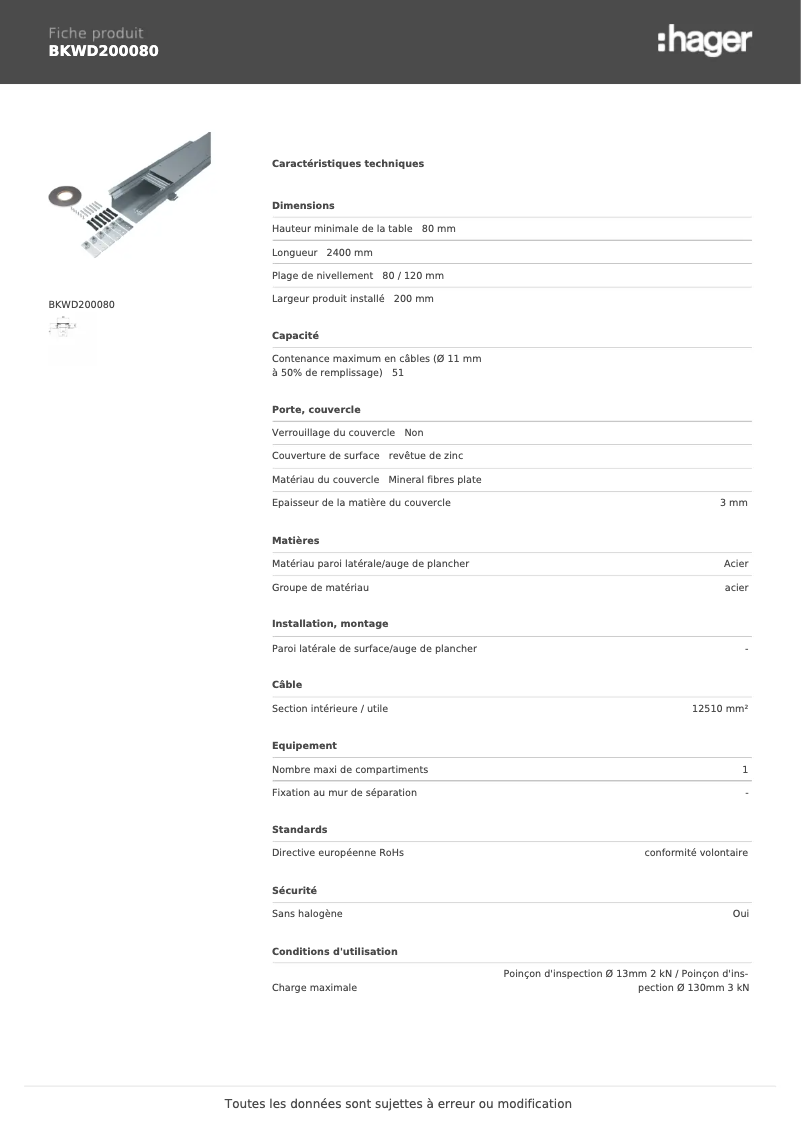 Image de la première page du manuel de l'appareil BKWD200080