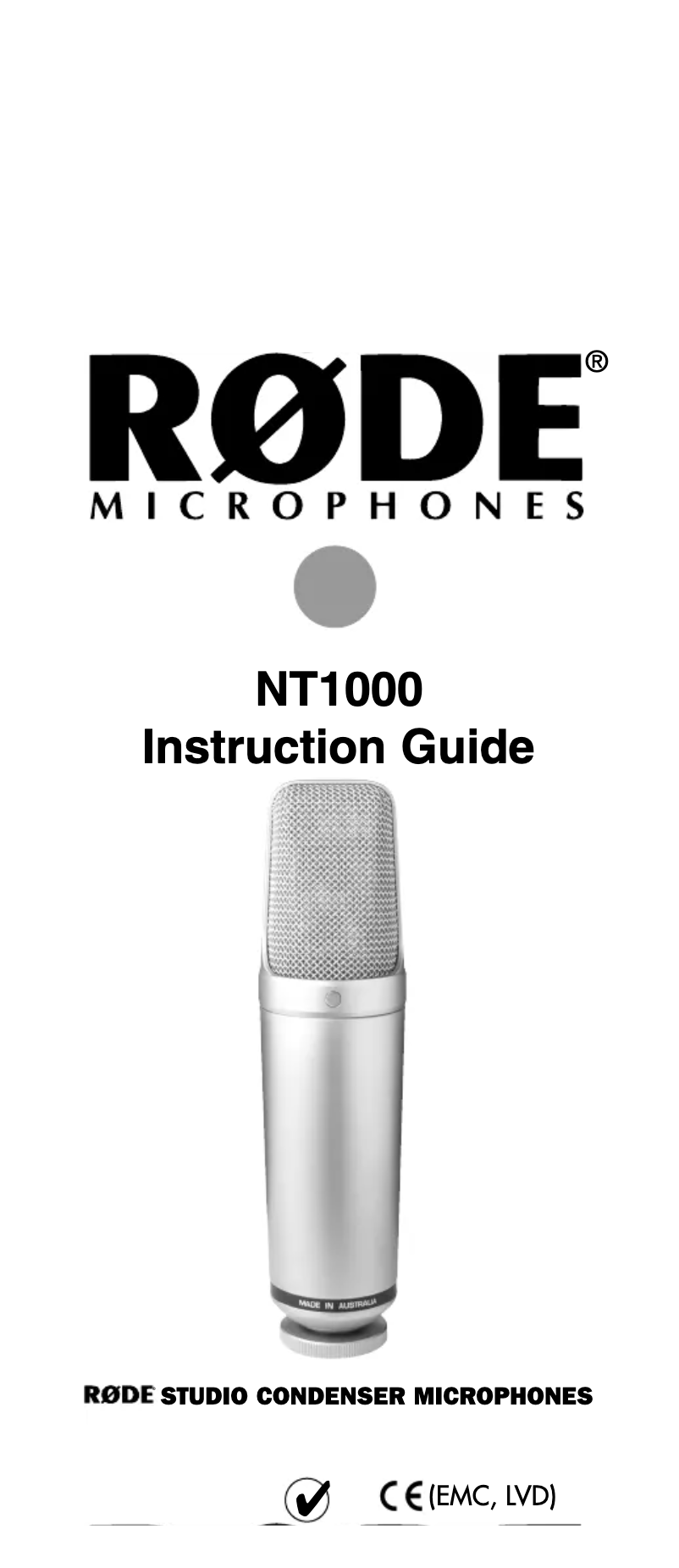 Page n°1 - Manuel utilisateur Røde NT1000