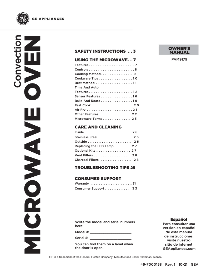 Page 1 de la notice Manuel d'utilisation et d'entretien GE Profile PVM9179BRTS