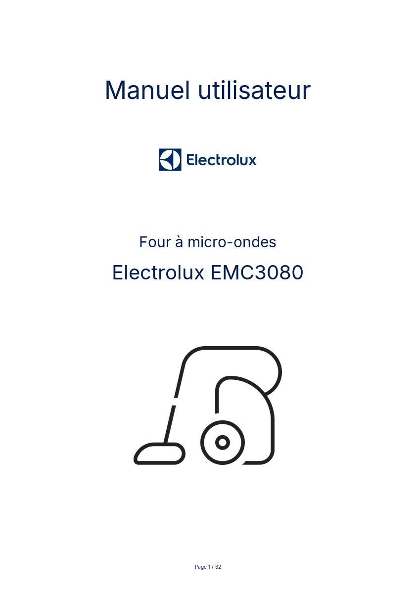 Page n°1 - Manuel utilisateur Electrolux EMC3080