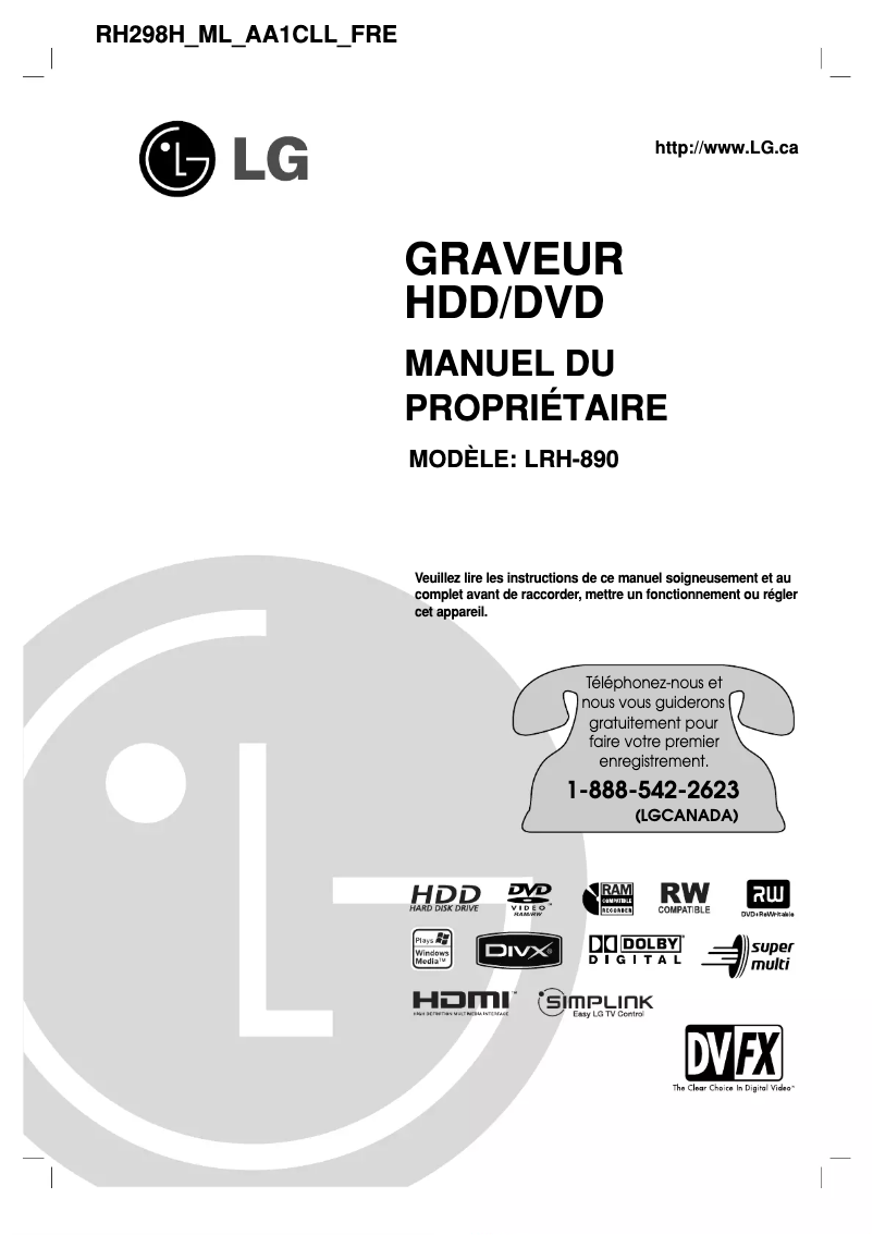 Page 1 of the manual User Manual LG LRH-890