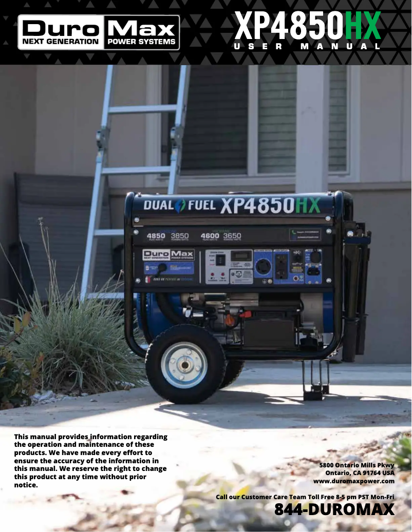 Page n°1 - Manuel utilisateur DuroMax XP4850HX