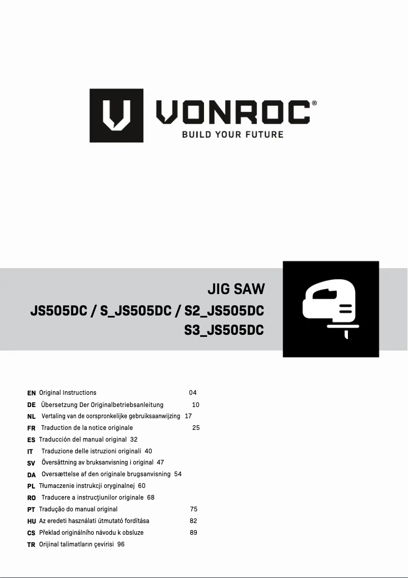 Page 1 de la notice Manuel utilisateur Vonroc JS505DC