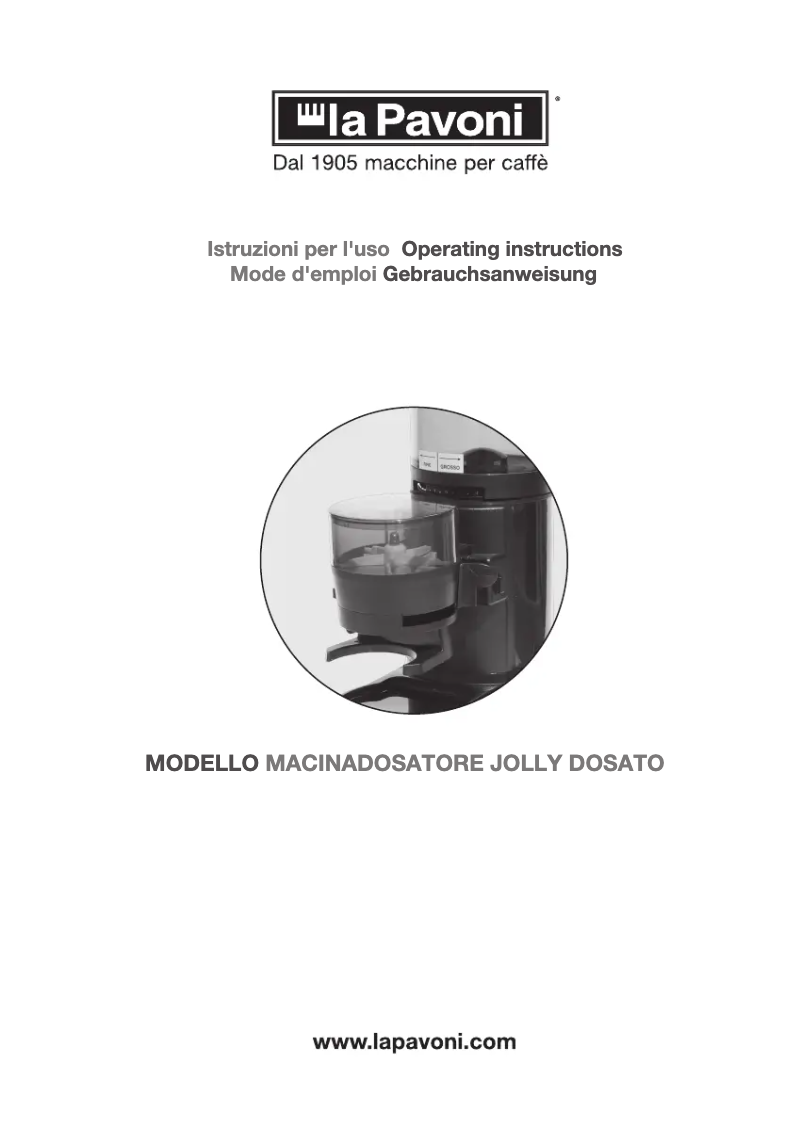 Page 1 de la notice Manuel utilisateur la Pavoni Jolly Dosato JDL